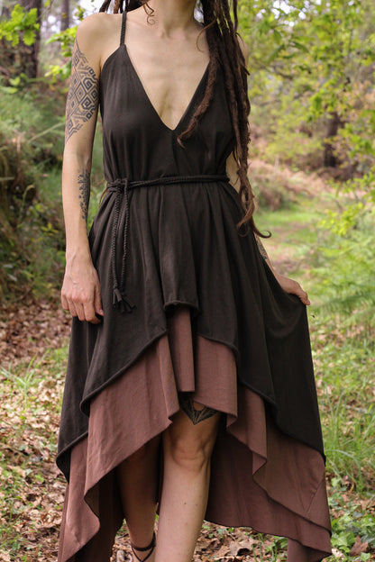 FREYJA Dress | Green & Brown