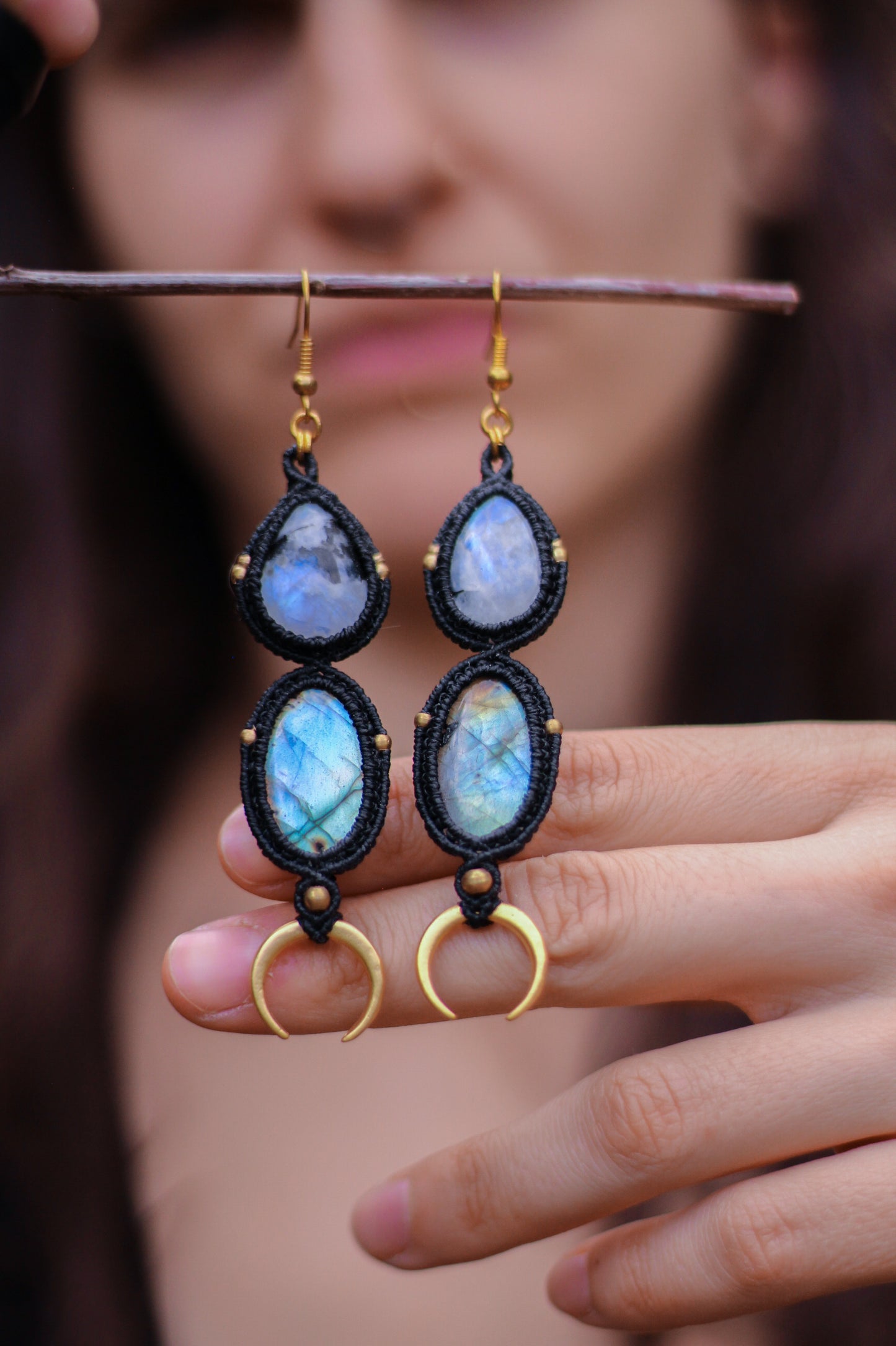 RESERVED Moon earrings | Labradorite&Moonstone