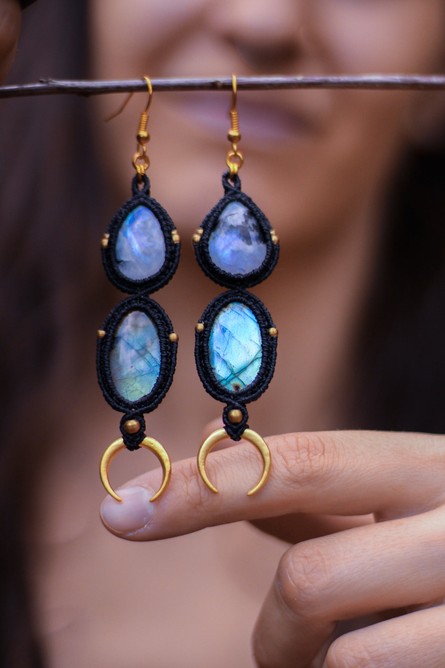 RESERVED Moon earrings | Labradorite&Moonstone