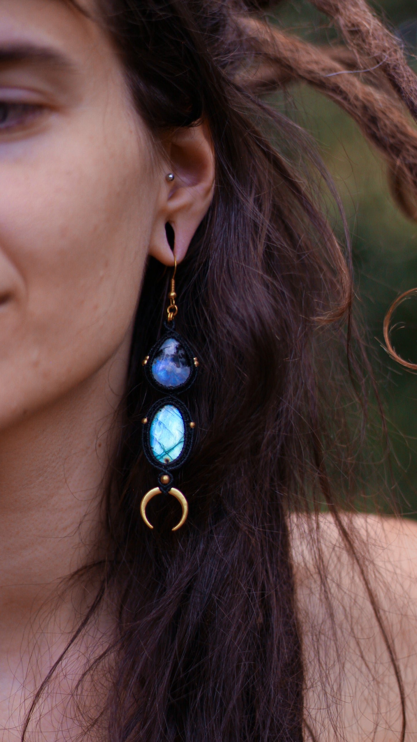 RESERVED Moon earrings | Labradorite&Moonstone