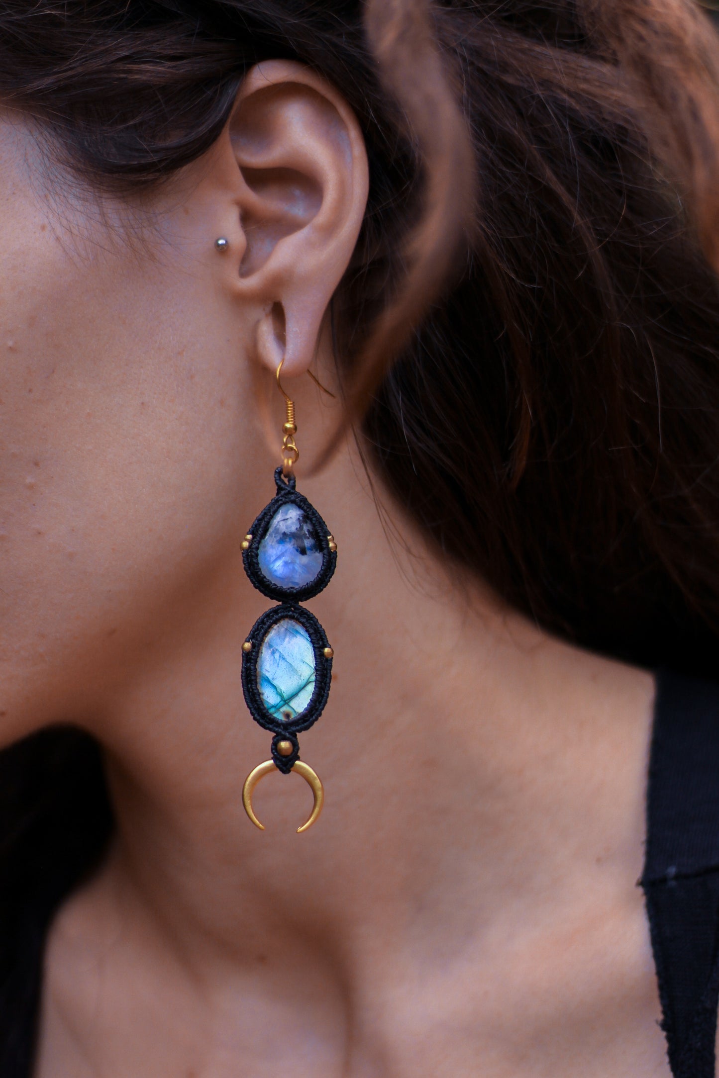 RESERVED Moon earrings | Labradorite&Moonstone