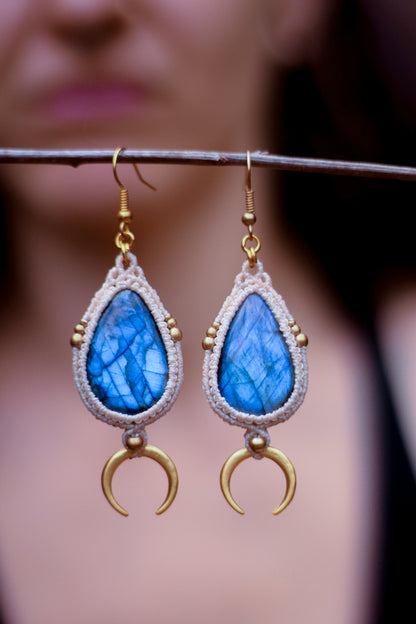 RESERVED Moon drop earrings | blue labradorite