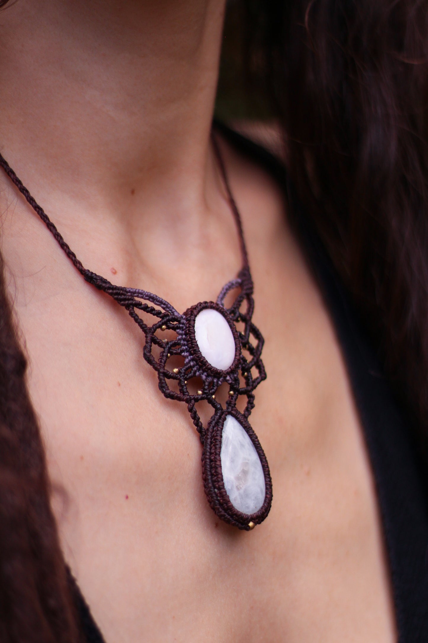 Mandala necklace | pink opal & moonstone