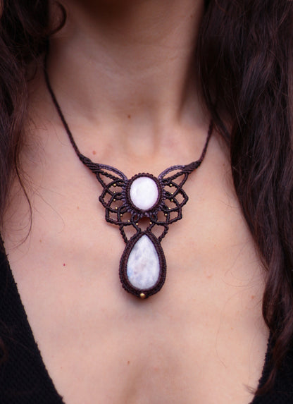 Mandala necklace | pink opal & moonstone