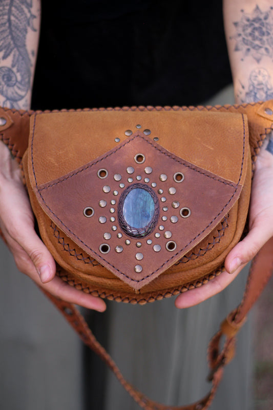 AGNI Bag | Orange/Brown with Labradorite