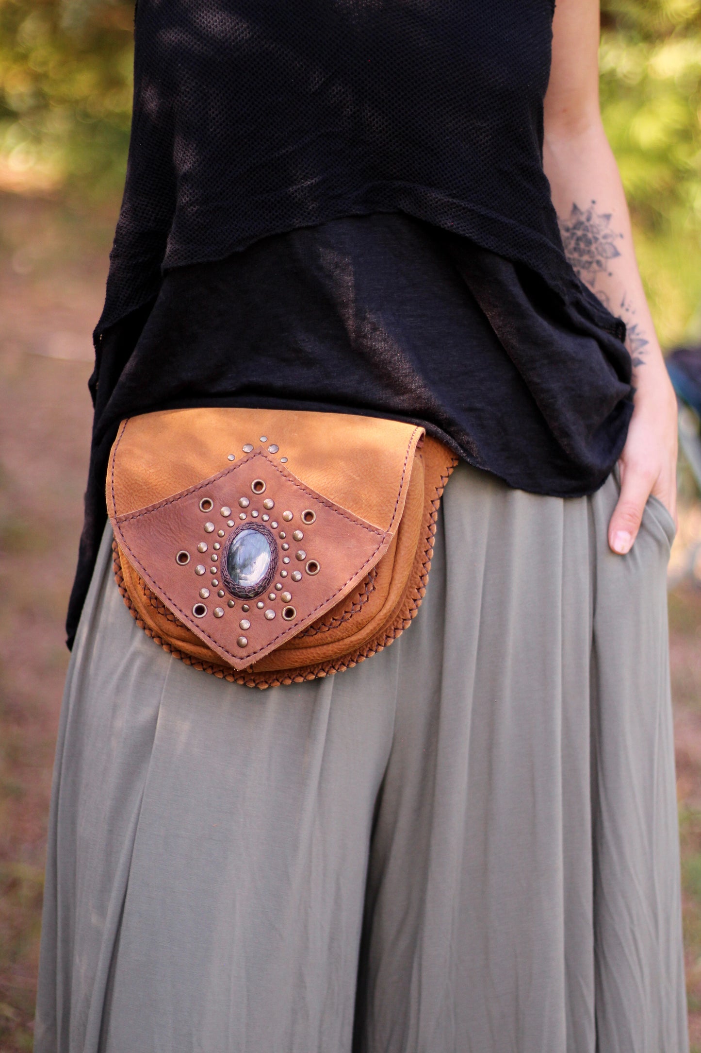 AGNI Bag | Orange/Brown with Labradorite