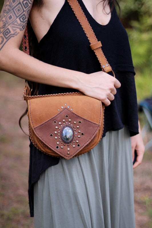 AGNI Bag | Orange/Brown with Labradorite