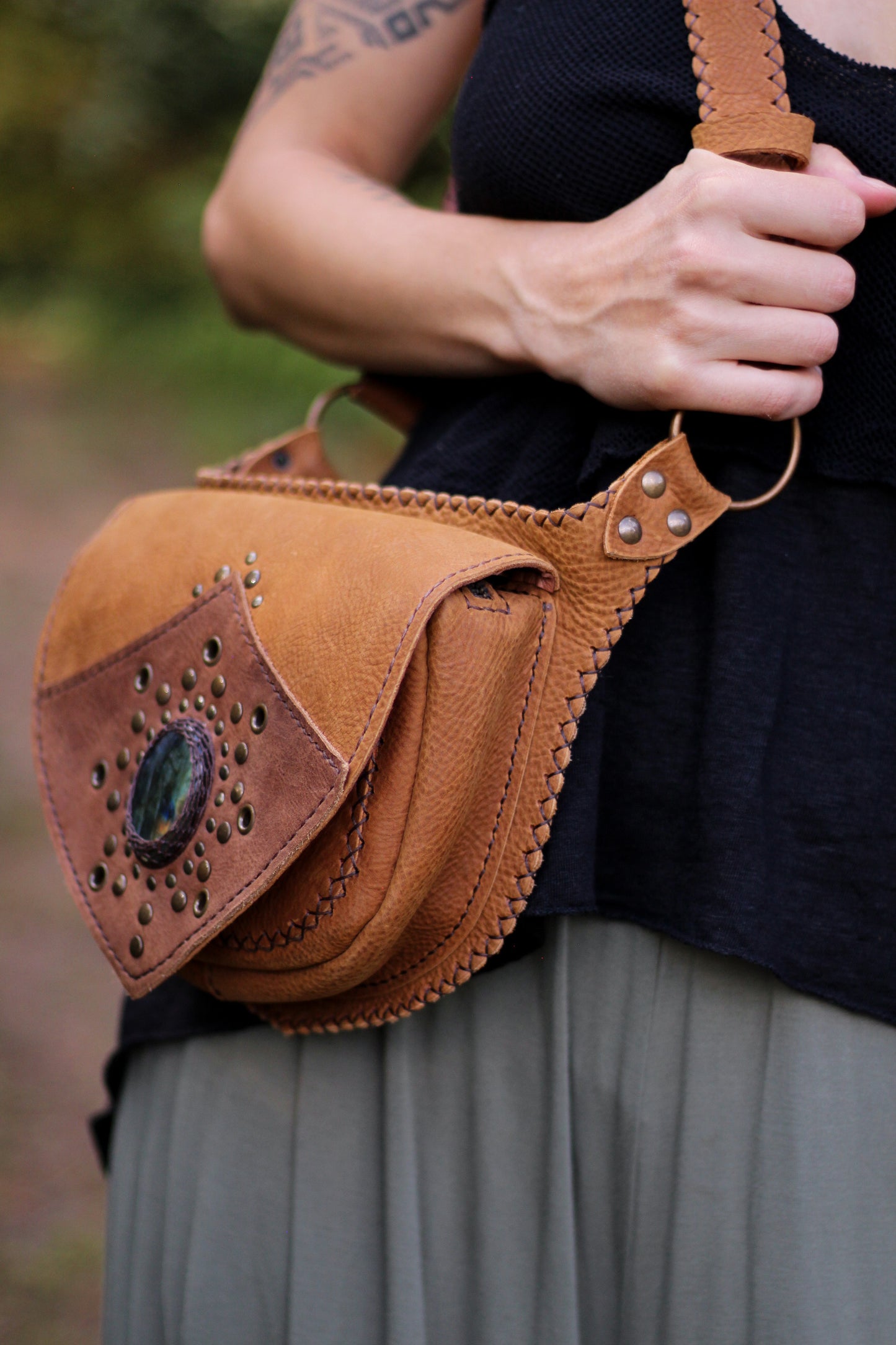 AGNI Bag | Orange/Brown with Labradorite