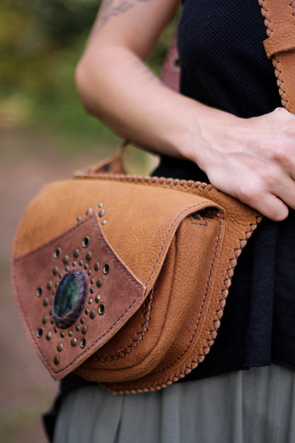 AGNI Bag | Orange/Brown with Labradorite