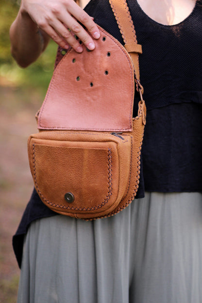 AGNI Bag | Orange/Brown with Labradorite