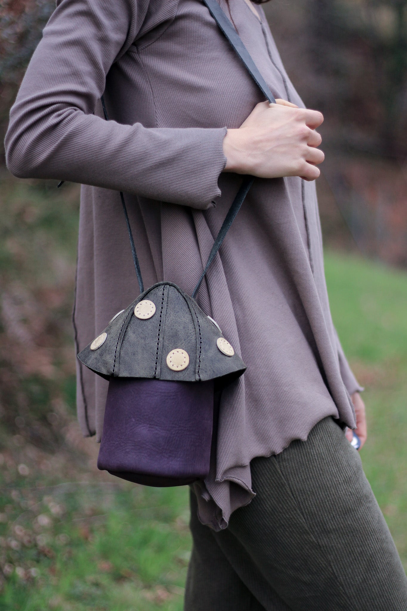 Mushie Bag | Dark Green & Purple