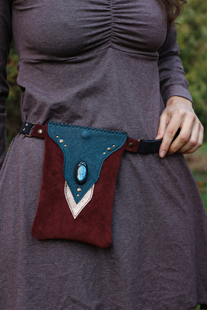 Labradorite Phone Pouch | Wine & Blue