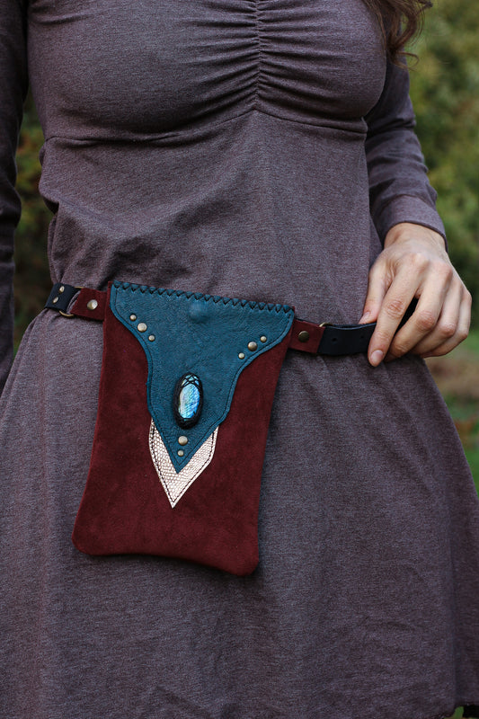 Labradorite Phone Pouch | Wine & Blue