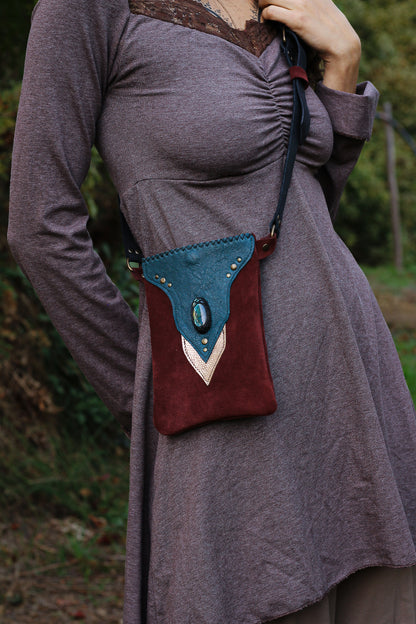 Labradorite Phone Pouch | Wine & Blue