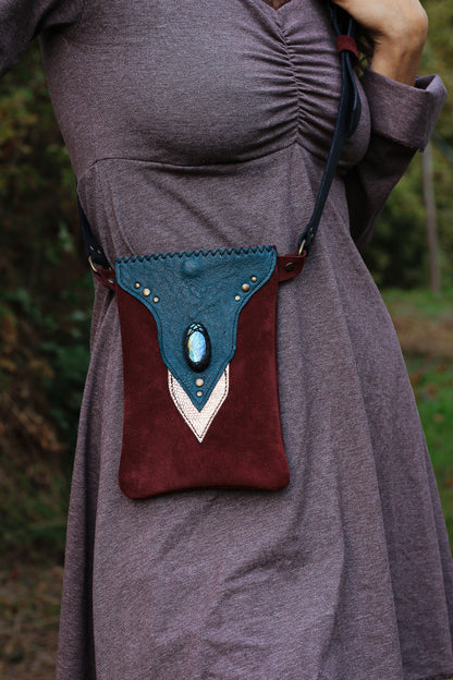 Labradorite Phone Pouch | Wine & Blue