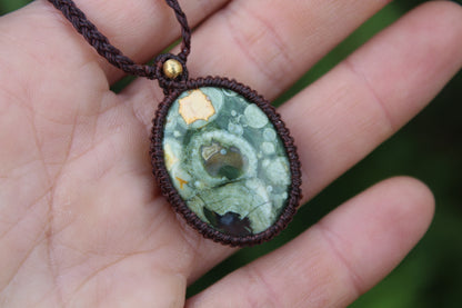 Micro macrame pendant | Rainforest Jasper