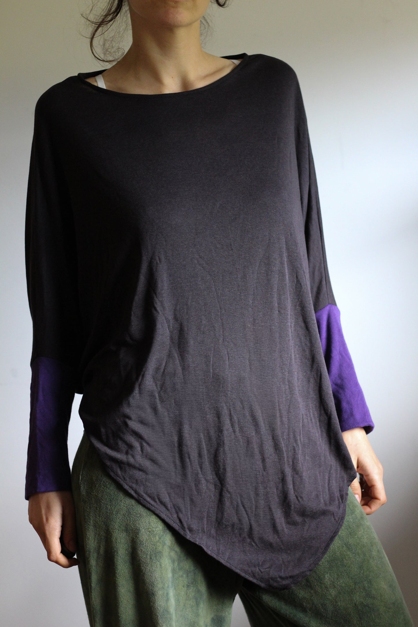 Leaf Blouse | Black & Purple | S-M