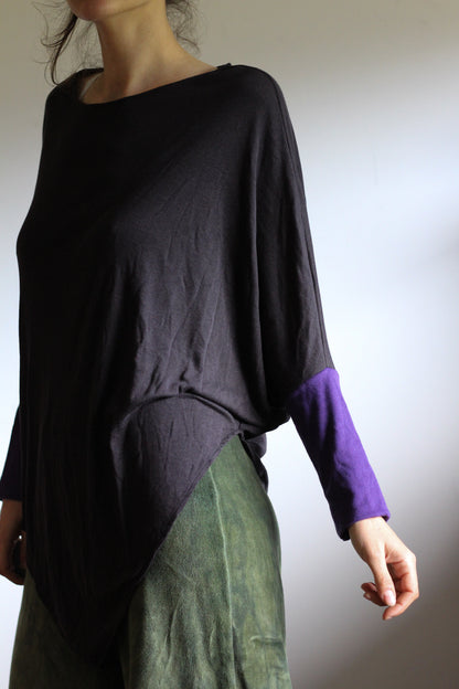 Leaf Blouse | Black & Purple | S-M