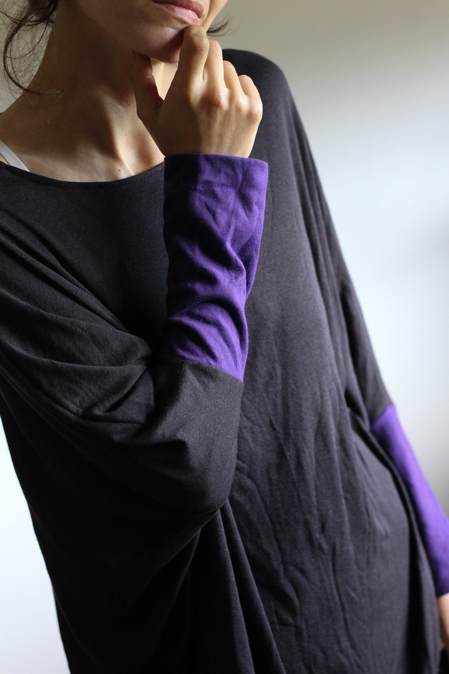 Leaf Blouse | Black & Purple | S-M