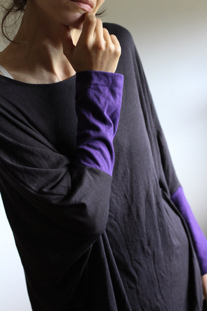Leaf Blouse | Black & Purple | S-M