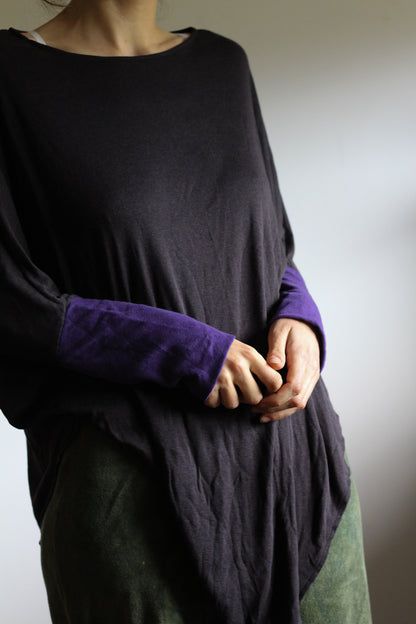 Leaf Blouse | Black & Purple | S-M