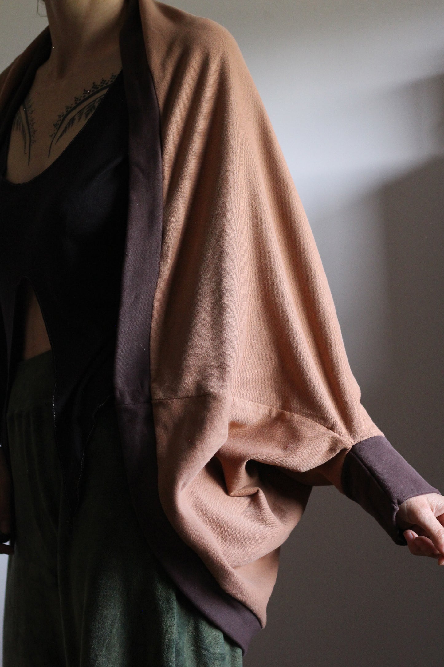 Cardigan | Dusty pink & Brown | One Size