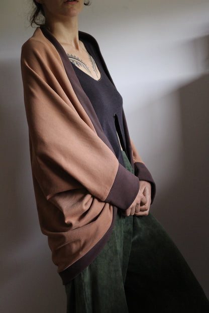 Cardigan | Dusty pink & Brown | One Size