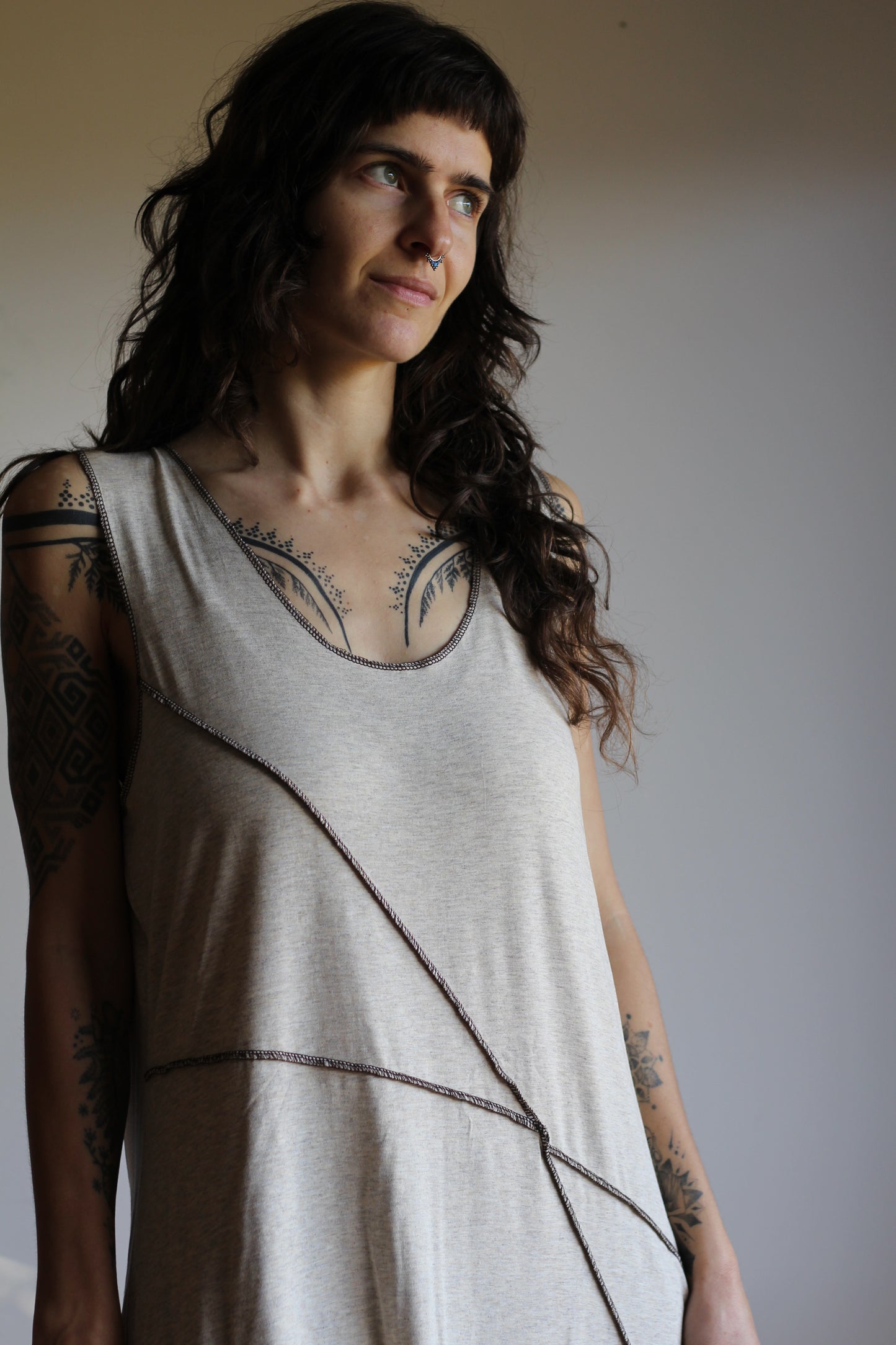 Asymmetric dress | Light Beige | M