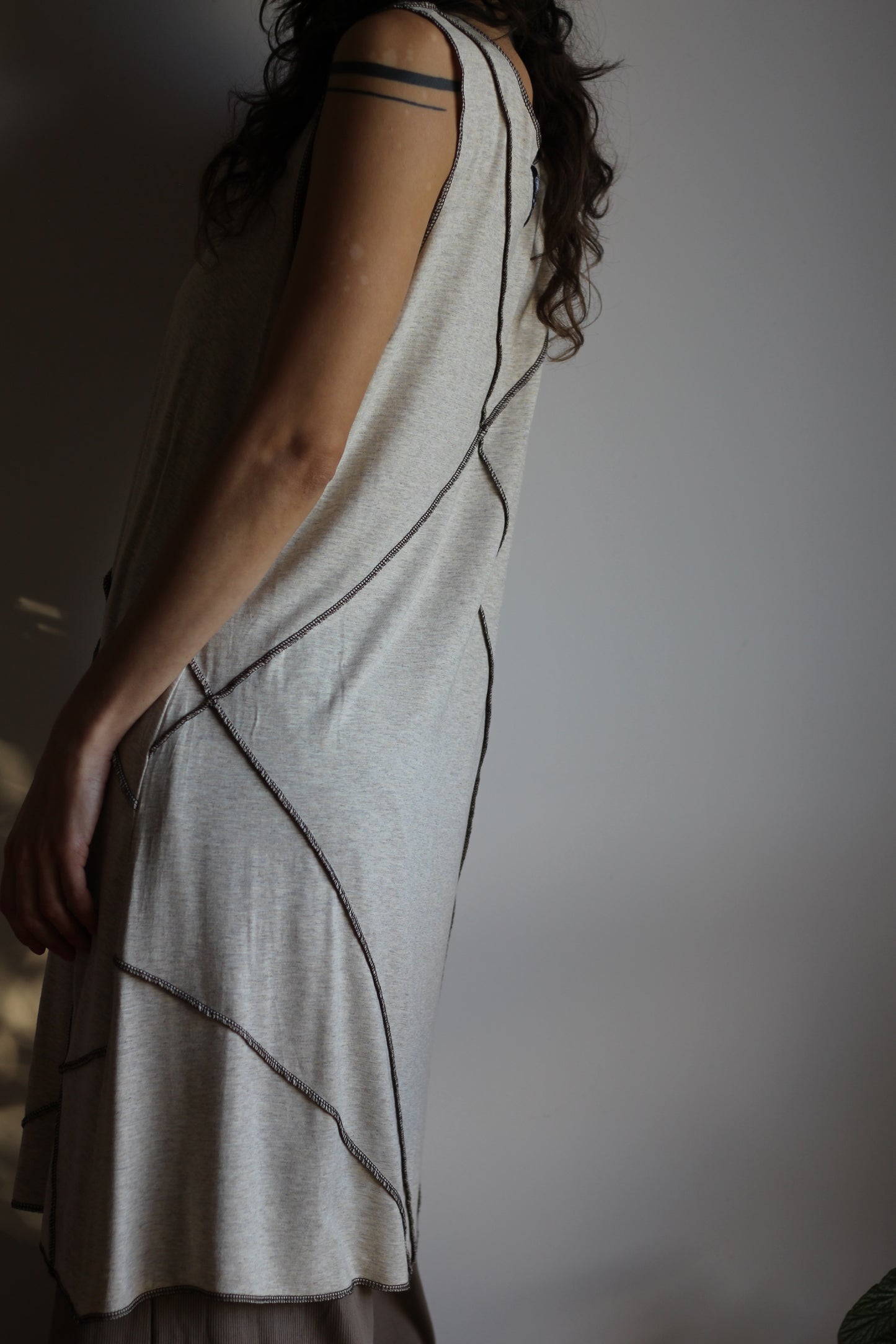 Asymmetric dress | Light Beige | M