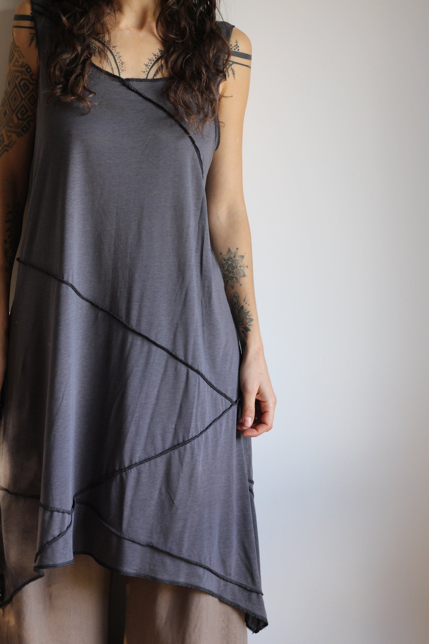 Asymmetric dress | Gray | M