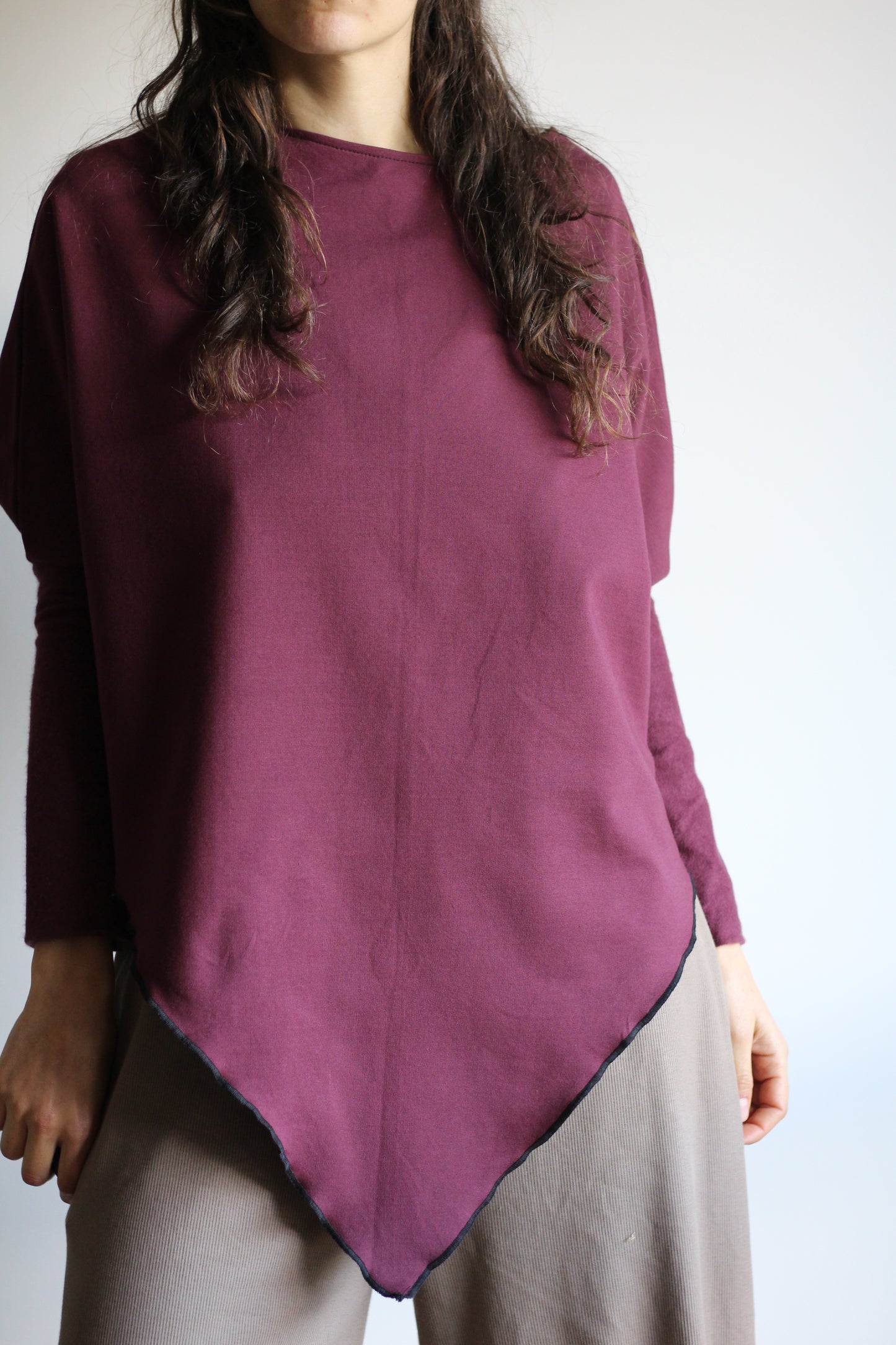 Long sleeve leaf blouse | Wine | XS - S
