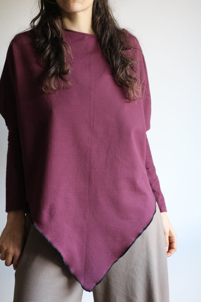 Long sleeve leaf blouse | Wine | XS - S