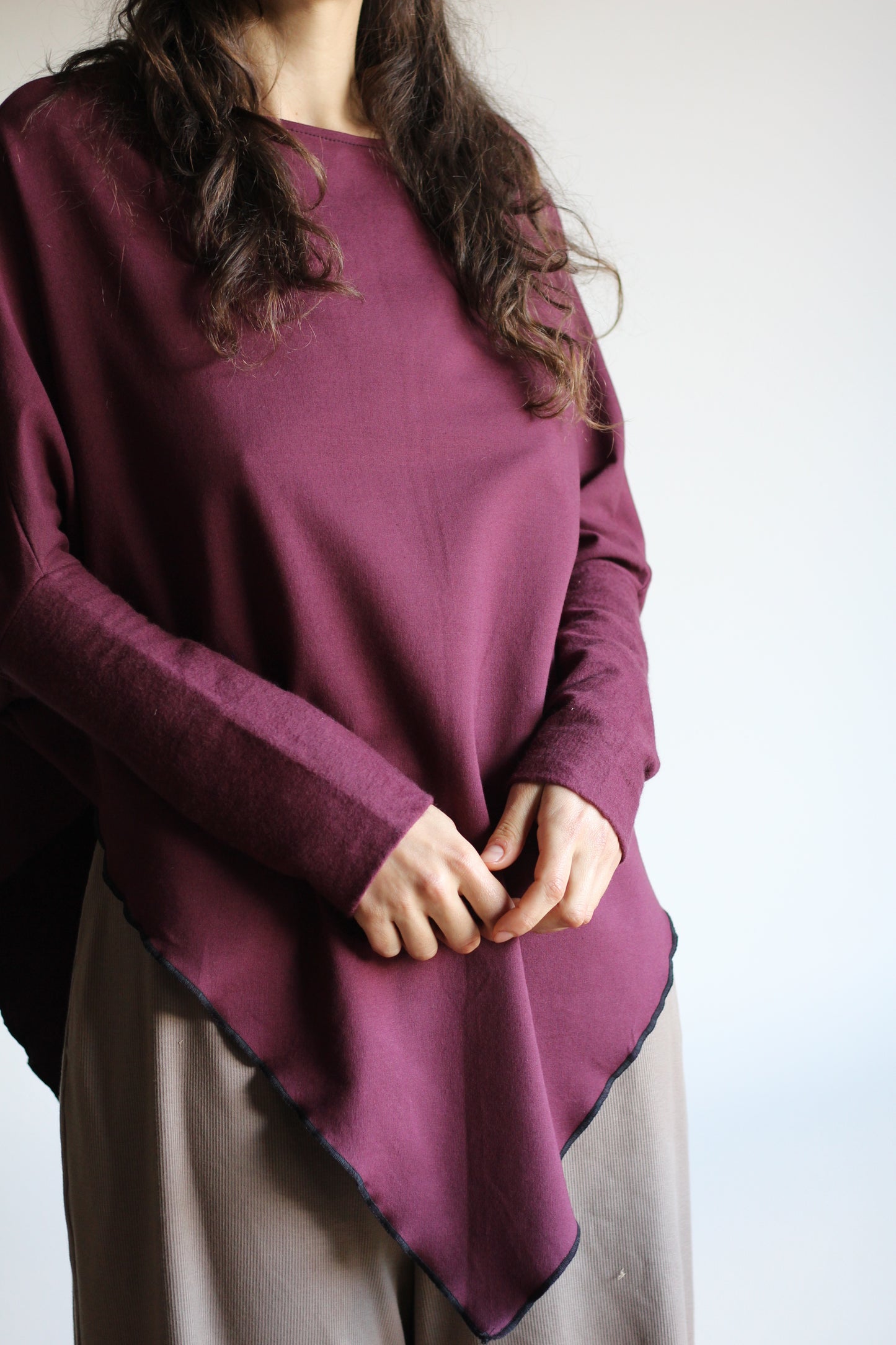 Long sleeve leaf blouse | Wine | XS - S