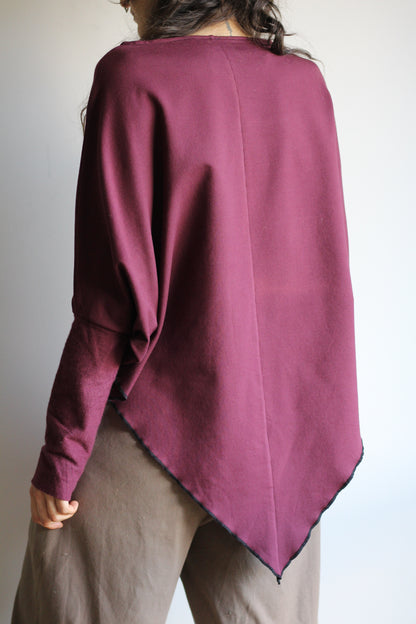 Long sleeve leaf blouse | Wine | XS - S