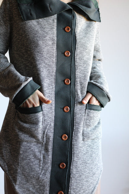 Cozy Coat | White/Black & Green | S - M