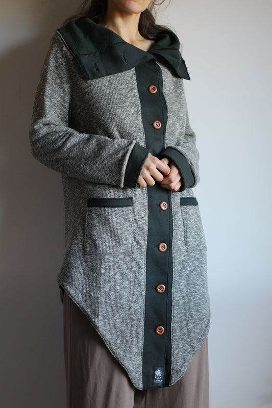 Cozy Coat | White/Black & Green | S - M