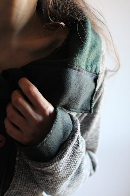 Cozy Coat | White/Black & Green | S - M