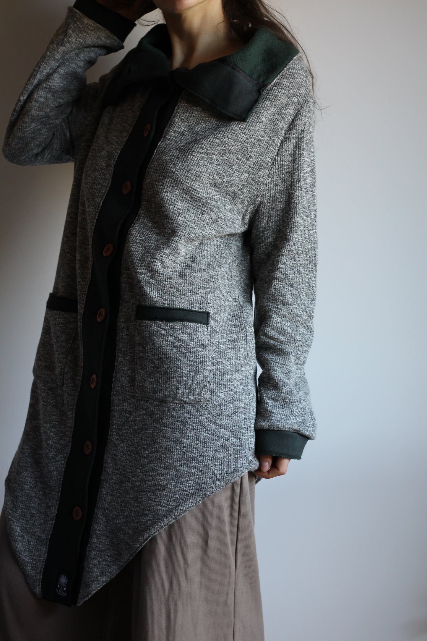 Cozy Coat | White/Black & Green | S - M