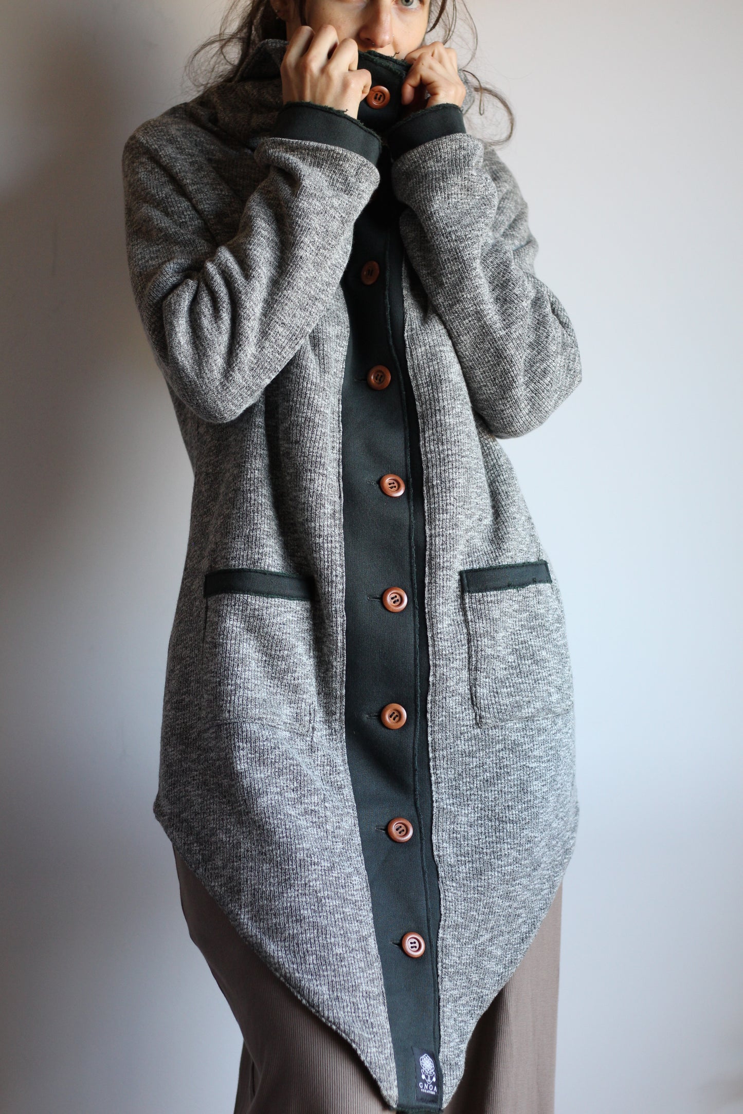 Cozy Coat | White/Black & Green | S - M
