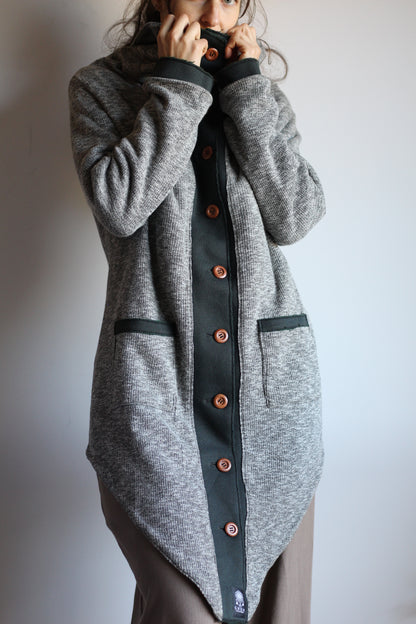 Cozy Coat | White/Black & Green | S - M