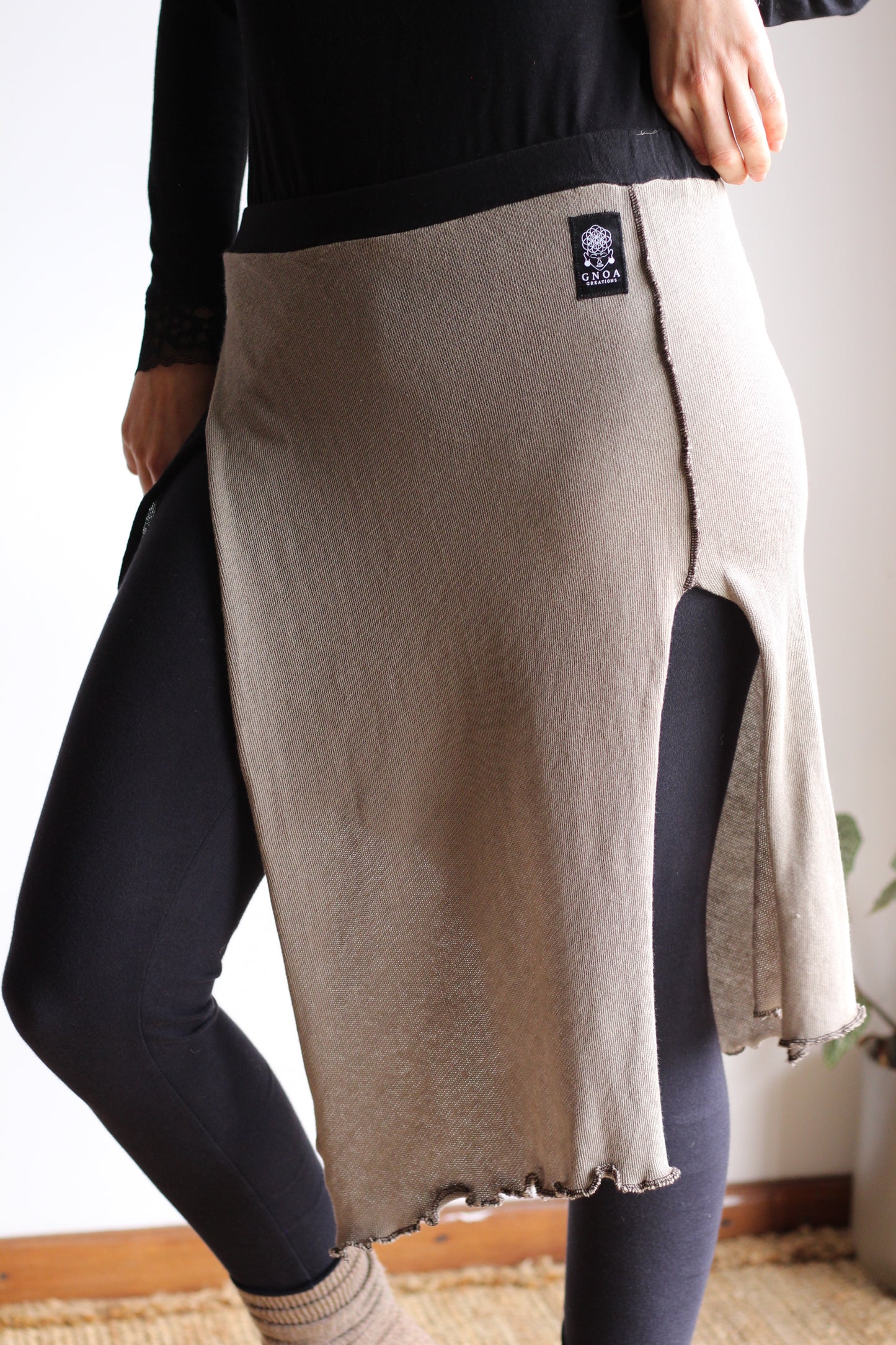 Asymmetric Organic Skirt | Gray & Black | S - M