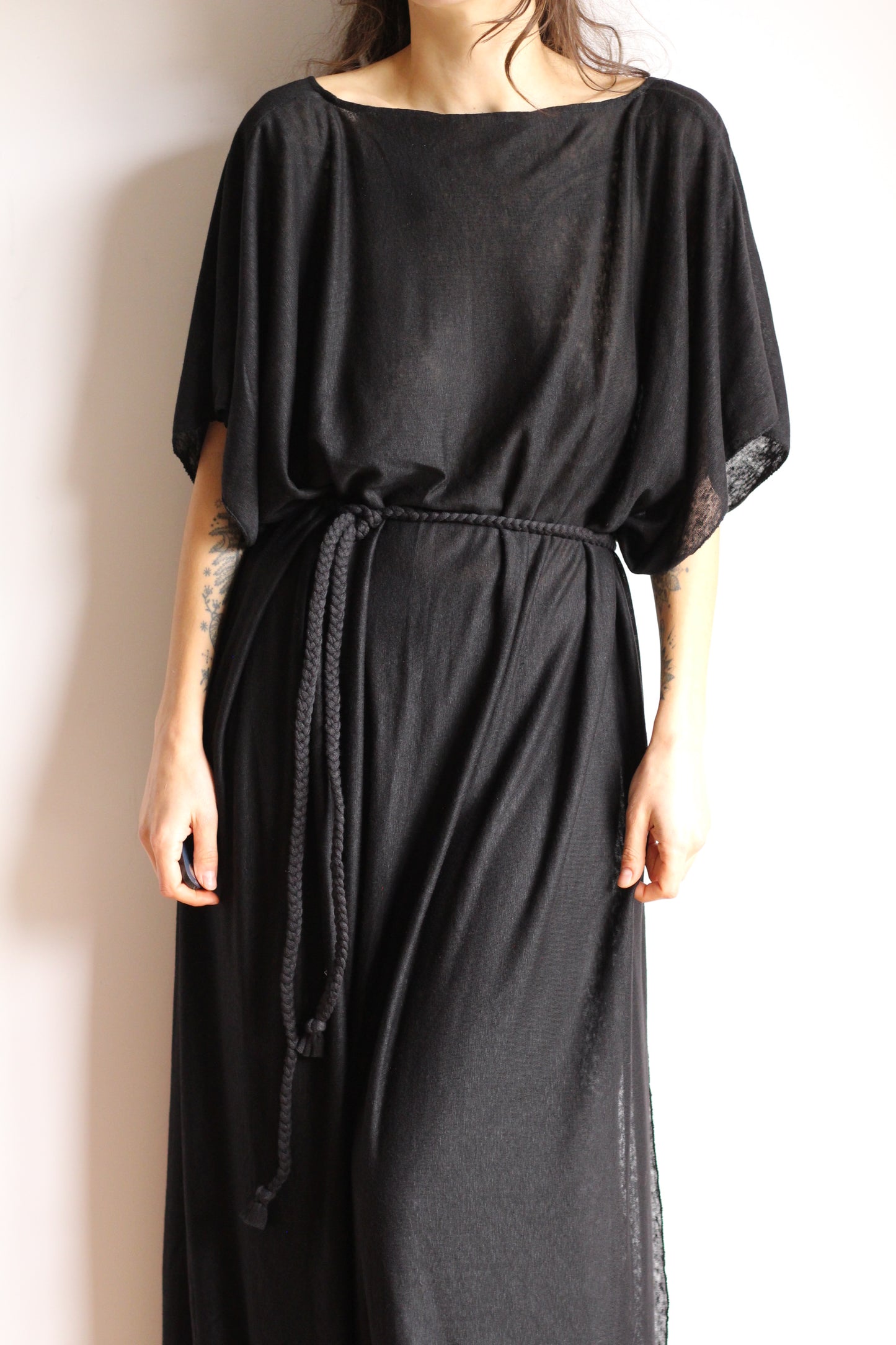 Long Kaftan Dress | Black | one size