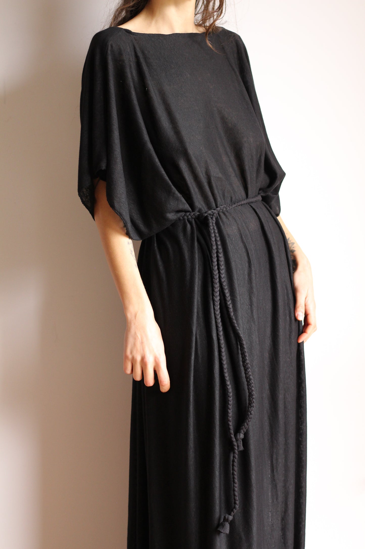 Long Kaftan Dress | Black | one size