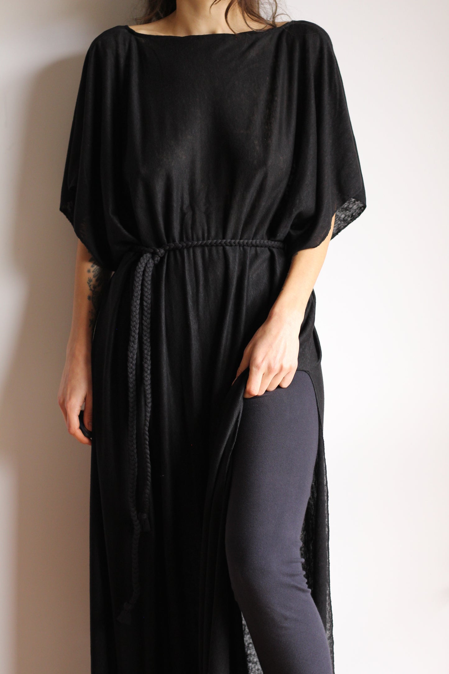 Long Kaftan Dress | Black | one size