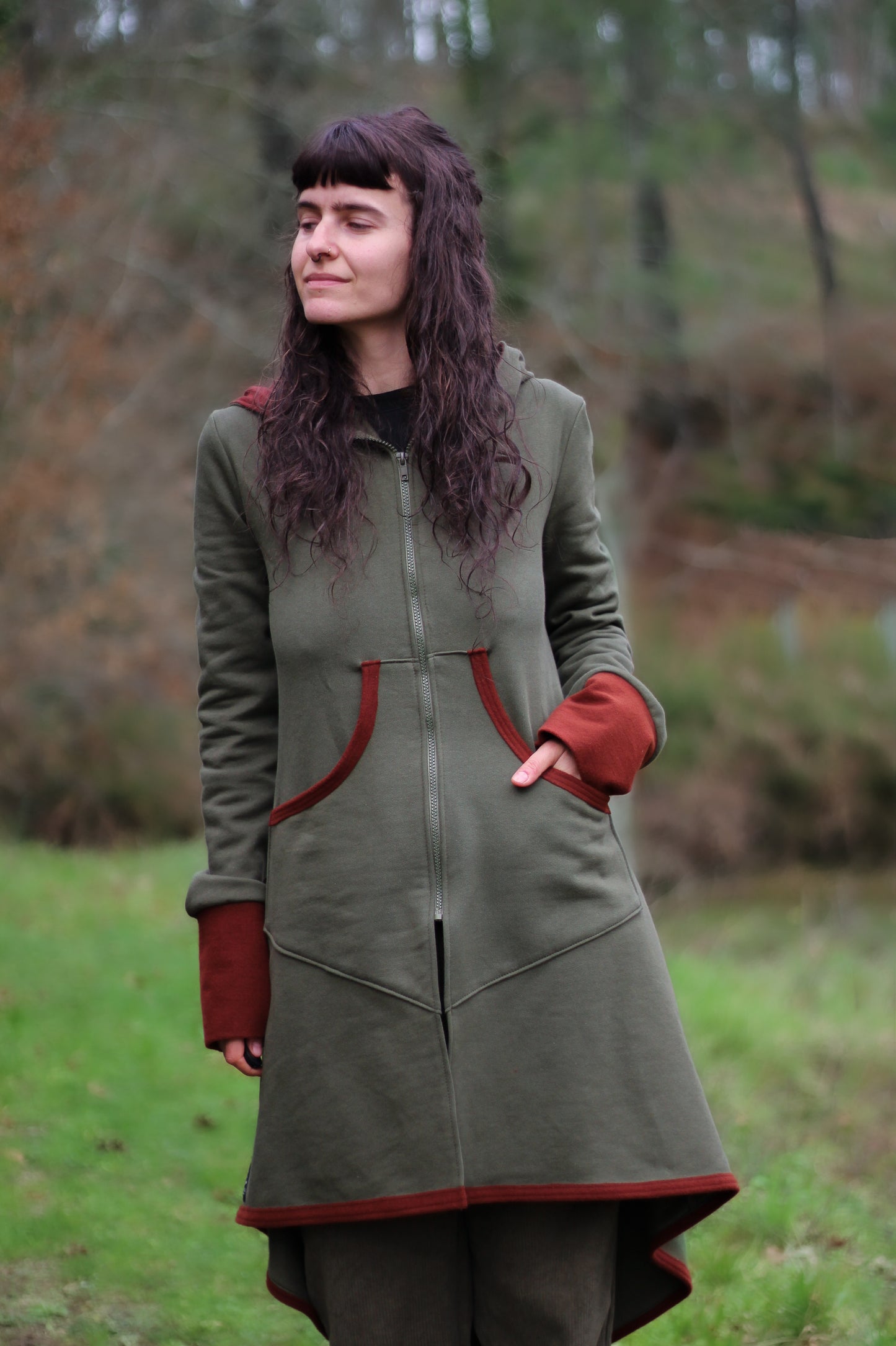 LAVENDER Coat | Green & Burnt Orange