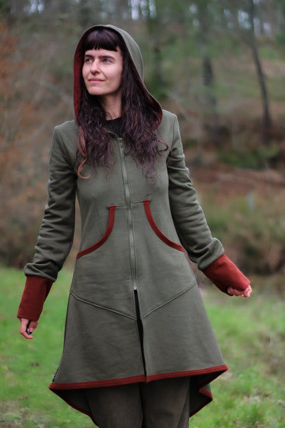 LAVENDER Coat | Green & Burnt Orange