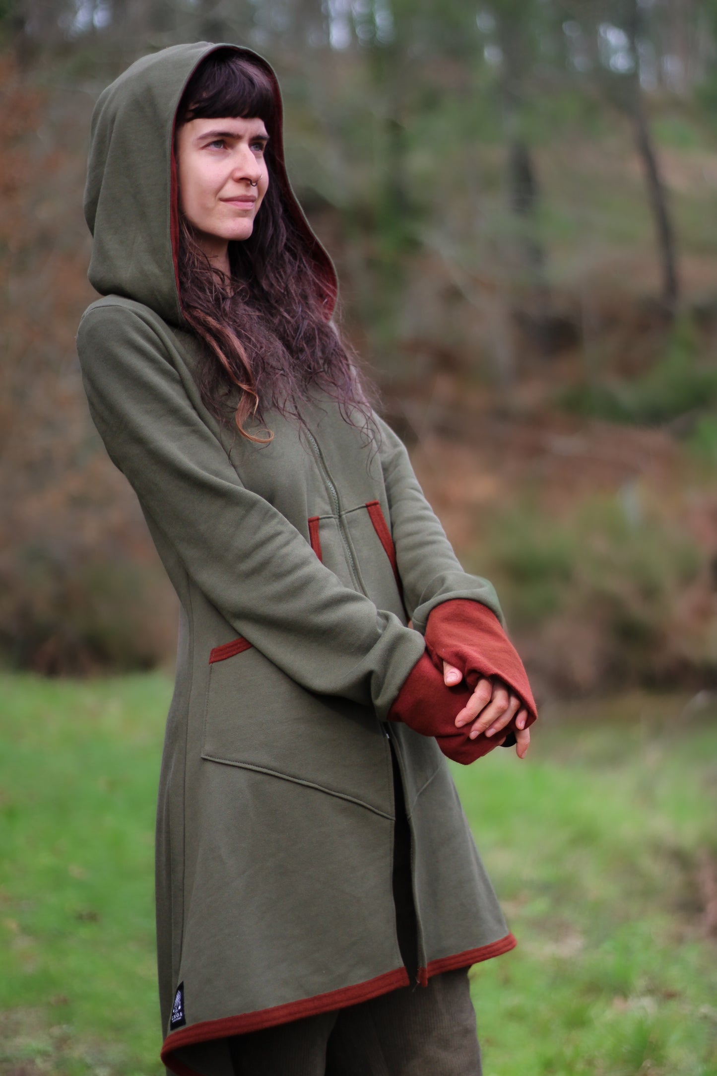 LAVENDER Coat | Green & Burnt Orange