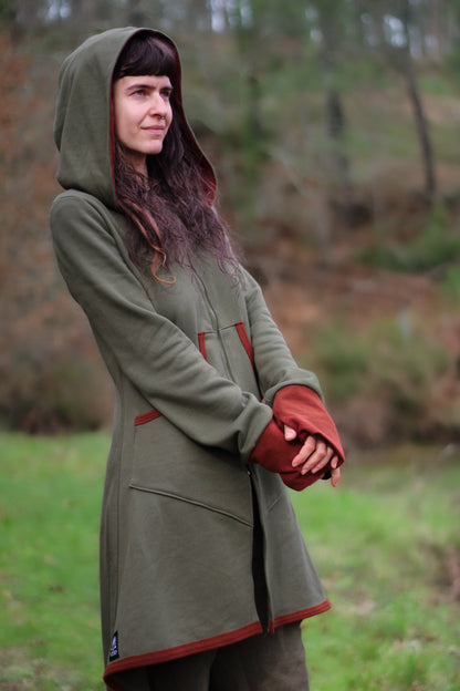 LAVENDER Coat | Green & Burnt Orange