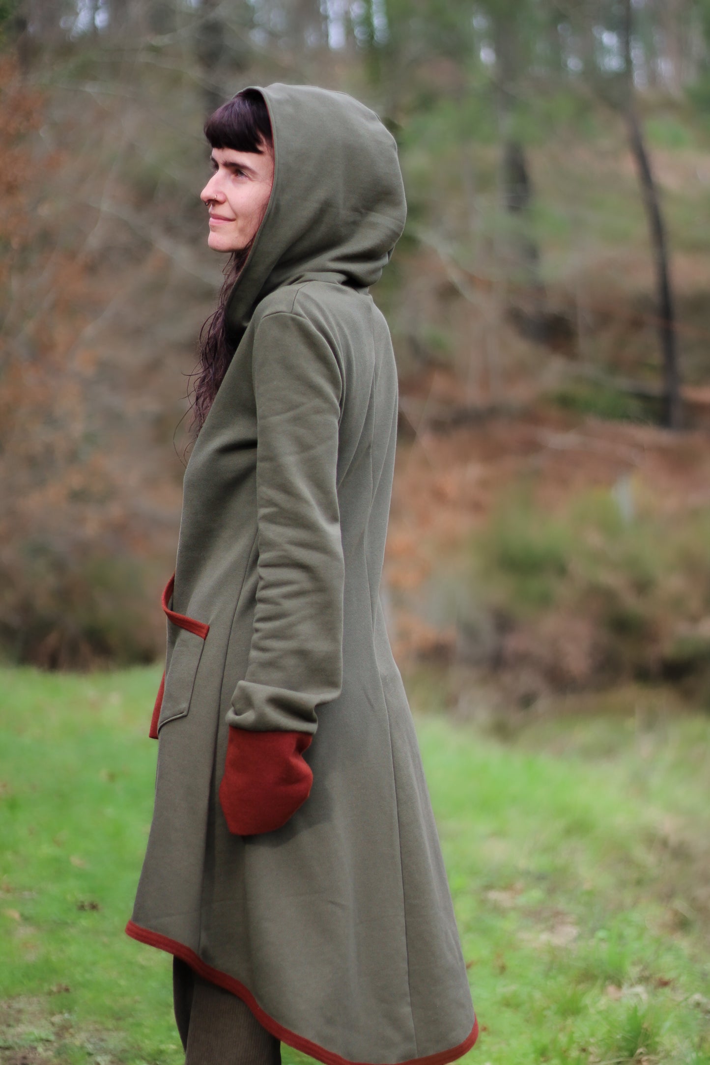 LAVENDER Coat | Green & Burnt Orange