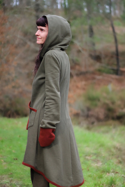 LAVENDER Coat | Green & Burnt Orange